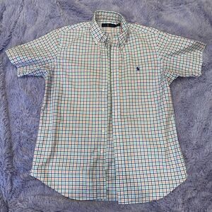 Men's Pink / Blue Button Down Size‎ Medium Ralph Lauren